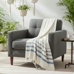 Fouta en Coton Bouclette Tissée à la Main – Rayures Bleues Élégantes