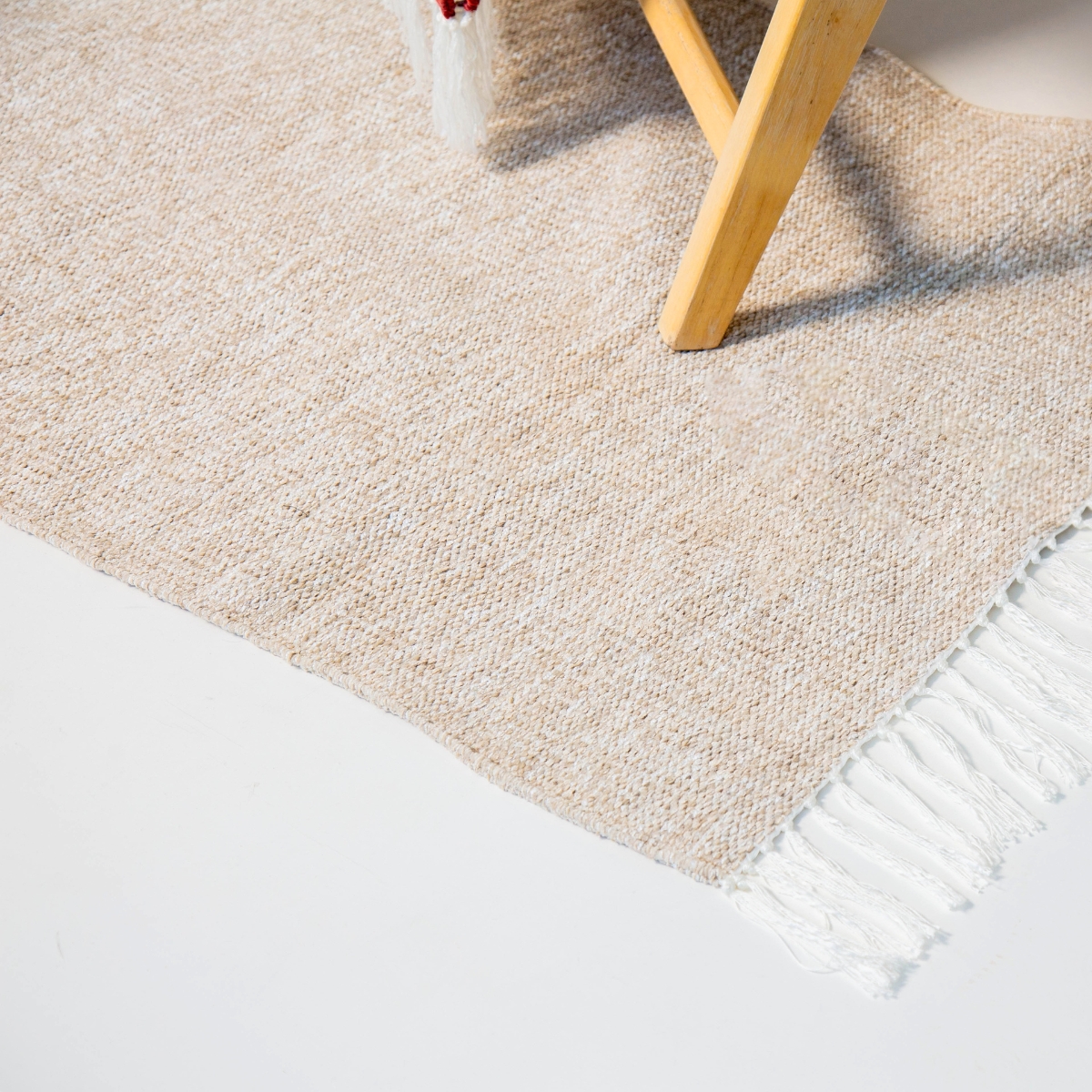 Descente de lit velours tissé à la main beige 70x130 cm – Nomad Pure – Image 2