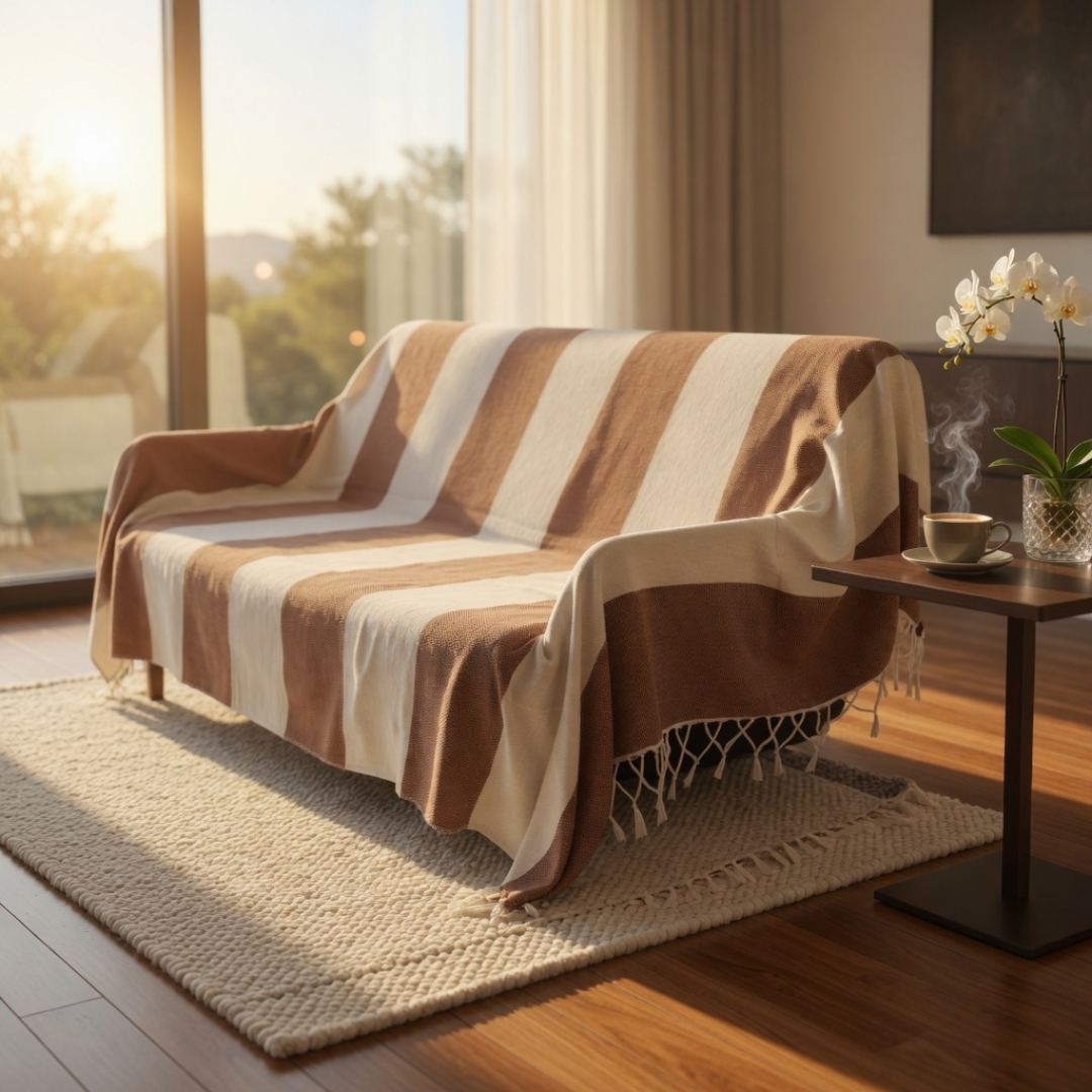 Jeté de canapé « Chevron Harmony” 200×300 cm – Fait Main