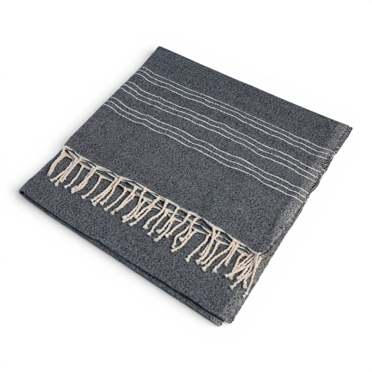 Fouta Bouclette tissée à la main 100×200 cm – Charcoal Lines