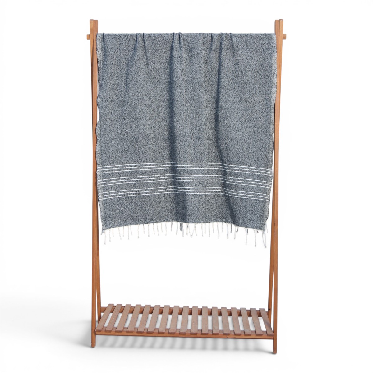 Fouta Bouclette tissée à la main 100×200 cm – Charcoal Lines