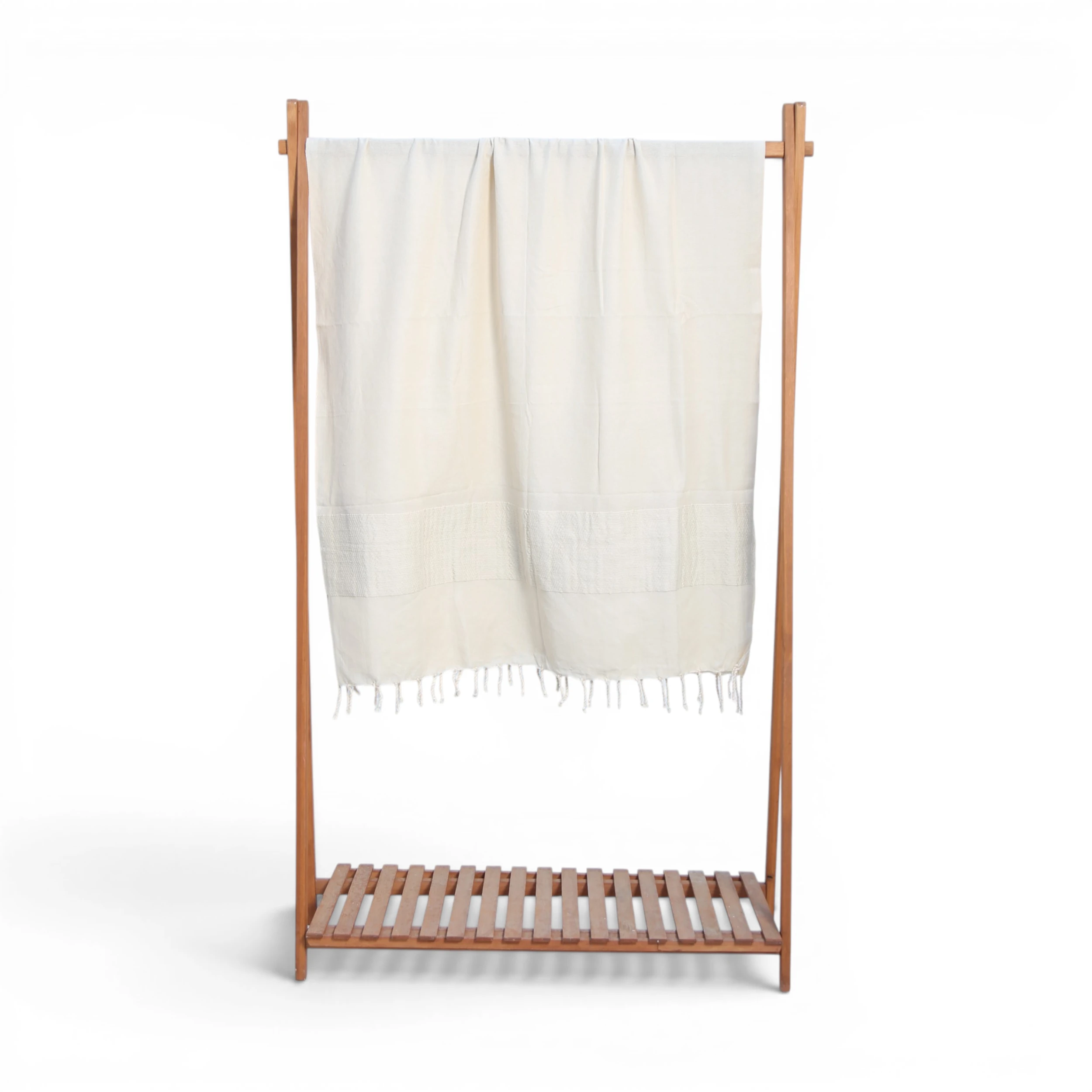 Fouta 3D Blanc Ivoire – Tissage Artisanal en Coton