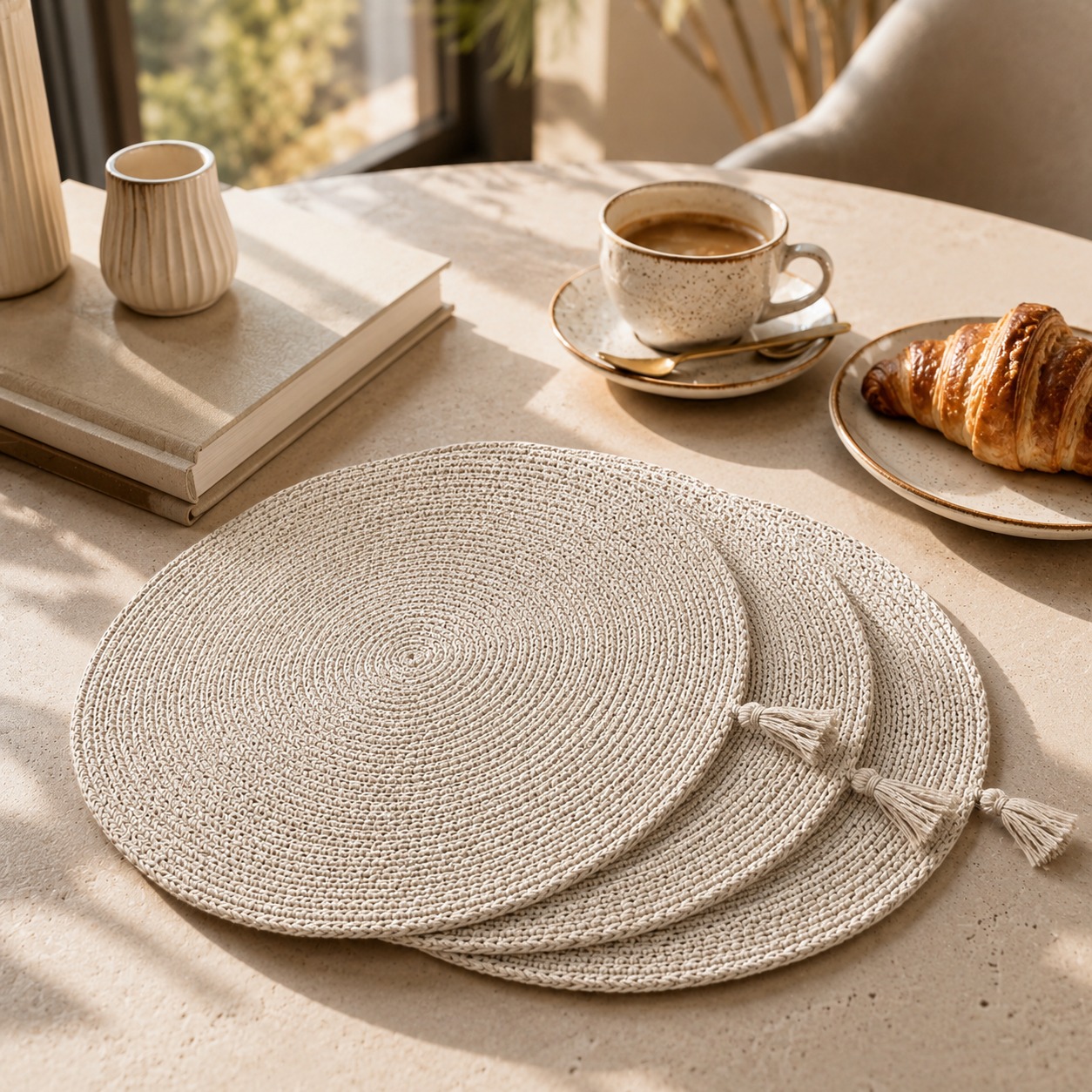 Set de Table Rond Oasis en Coton, Lin et Jute – Image 2
