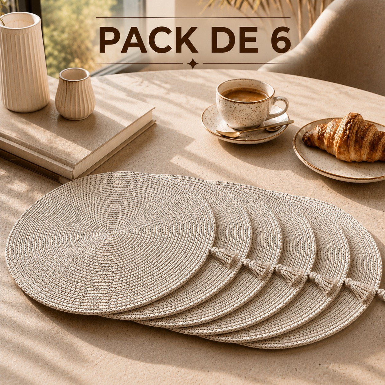 Set de Table Rond Oasis en Coton, Lin et Jute – Image 7