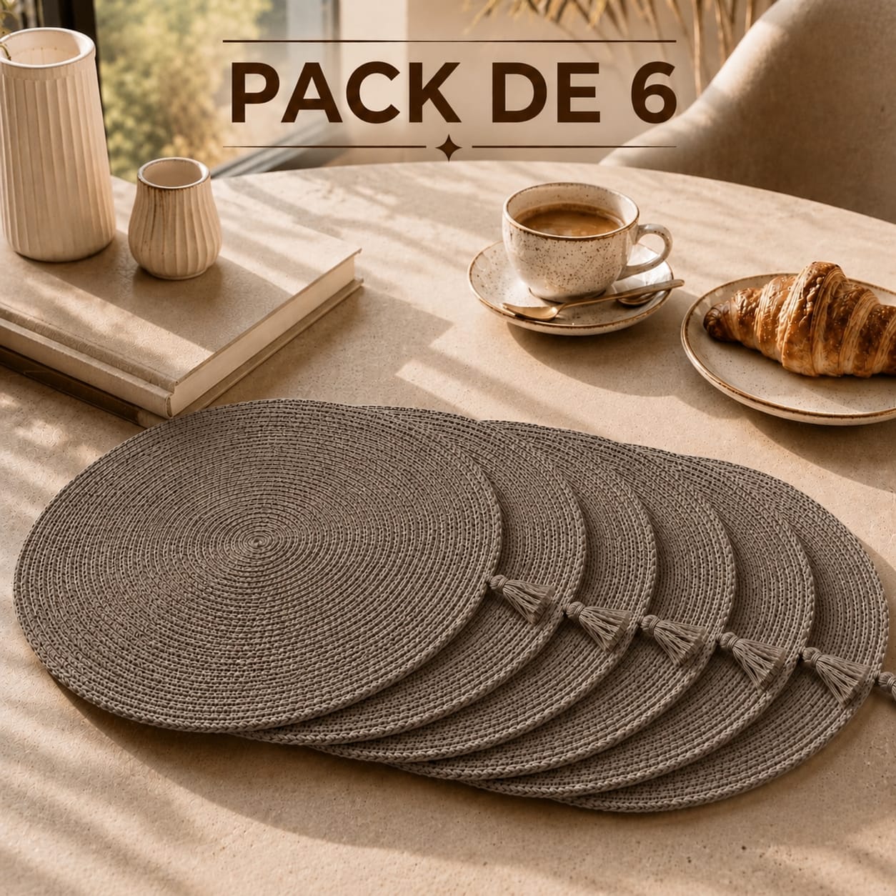 Set de Table Rond Oasis en Coton, Lin et Jute – Image 6