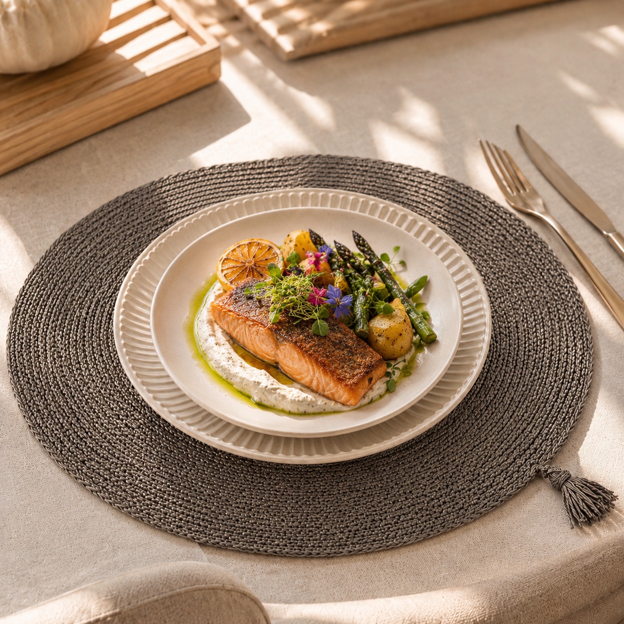 Set de Table Rond Oasis en Coton, Lin et Jute – Image 4